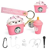 Cute Airpods 3rd Generation Case, 3D Cartoon Pink Drink Cup Cover for Airpod 3 Case, 7in1 Accessorie