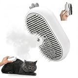 Cat Steam Brush for Shedding,3-in-1 Cat Brushes for Long&Short Haired Cats,Cat Grooming Brush Easily Removing Loose Hair with One-click Cleaning Button (White)