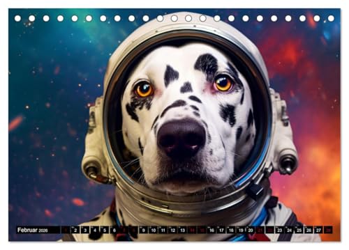 Hunde im Weltall (Tischkalender 2026 DIN A5 quer), CALVENDO Monatskalender: Hunde im All: Eine kosmische Reise der Niedlichkeit. (CALVENDO Wissenschaft)