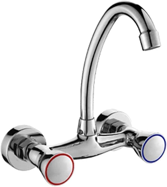 Robinet mural en cuivre eau chaude et froide double trou pour évier cuisine