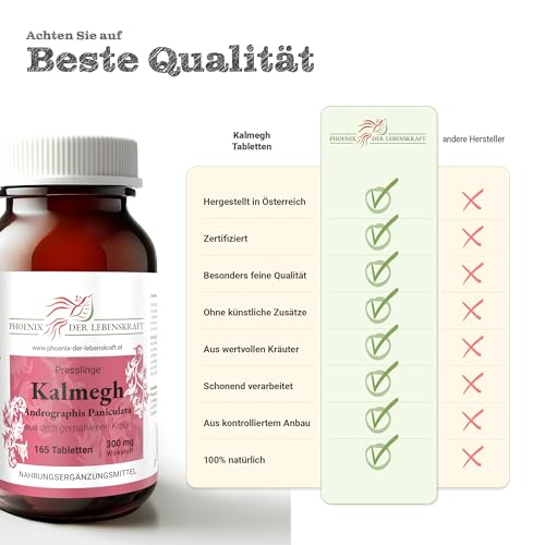 Kalmegh Tabletten, 300 mg Wirkstoff, Tabletten, Premium Qualität, Hergestellt in Österreich, Tabletten statt Kapseln, Vegan