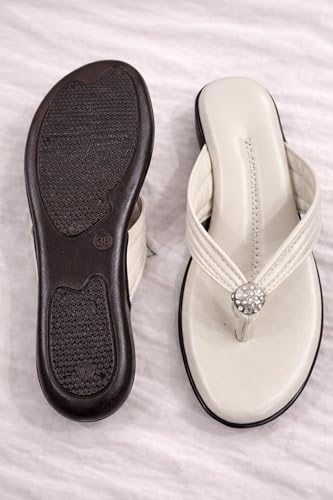 Image of Women Stylish Toe Ring Flats | Cushioned Comfort Slip-On Sandals | Anti-Slip Daily Wear| Lightweight Casual Footwear KS913