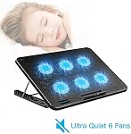 LIANGSTAR Plaque de refroidissement pour ordinateur portable, Refroidisseur pour ordinateur portatif avec 6 Eventails silencieux pour 12-17 pouces Notebook Gaming Fan Stand stable, 7 Hauteur & Vitesse du vent réglable, 2 USB Port & Porte-téléphone (Noir)
