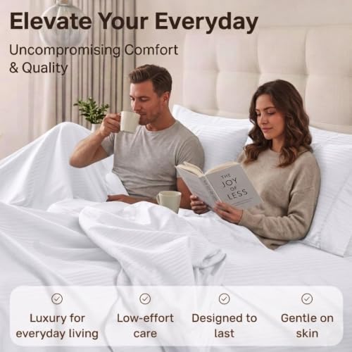 Image of Living Roots Glace Cotton 180 TC Double Bedsheet with 2 Pillow Covers |King Size 90 x 108 Inches |Soft, Breathable & Durable |Fits Mattress up to 6 Inches |No Colour Bleeding (White)