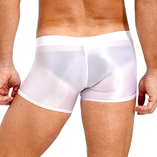FEESHOW Men Oil Shiny Underwear Swim Trunks Glossy Shorts Elastic Low Rise Boxer Briefs Underpant4
