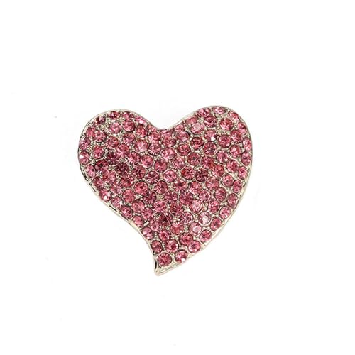 Image of Love Heart Shape Brooch Pin Full Crystal Pink /Red /Coloful Heart Lapel Pin Rhinestone Love Heart Badges for Clothing Bag Hat Fashion Dress Coat Pin Valentine's Day Christmas Gift