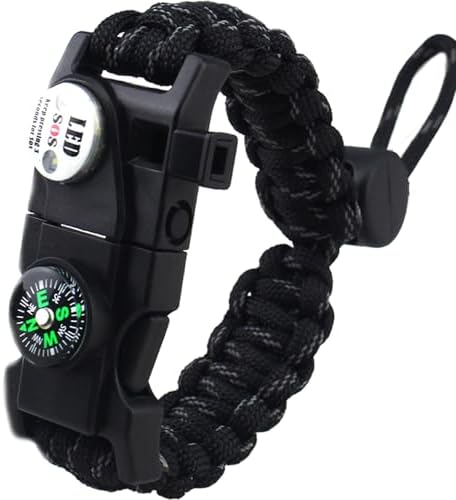 Daarcin Survival Paracord Bracelet,Fire Starter,SOS Light,Compass,Whistle,Adjustable 20 in 1,Stocking Stuffers,Perfect for Men to Outdoor Hiking Fishing Hunting Camping Gear Set