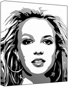 Britney Spears (100% Original Painting. Not A Print ) Acrylic Paint On Deep Framed Canvas (60 x 50 x 1.8 cm) 3-Colour Black/Grey/White-image-7