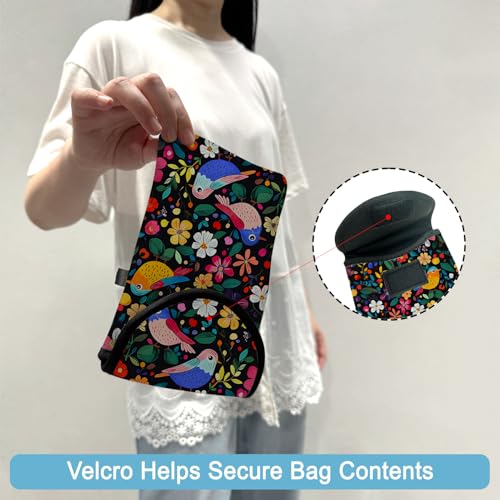 Image of Neoprene Cell Phone Sleeve Pouch Case Bag with Crossbody Strap Neck Lanyard for Women 7.5 X 4.3 in Flower Bird