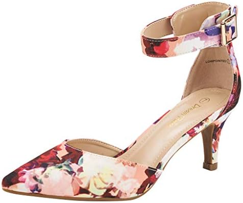 DREAM PAIRS Women's Lowpointed Floral Low Heel Dress Pump Shoes - 9 M US