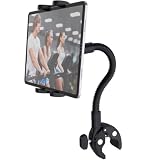 Cuxwill Tablet Holder Bike Mount Fit 4-13' iPad Phone for Peloton Treadmill, Upgrade Goosencek Clamp Mount for Spin Bike, Indoor Stationary Exercise Bicycle, Wheelchair, Mic Stand, Stroller Handlebar