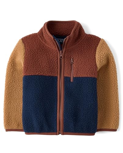 Image of The Children's Place Baby Boys' And Toddler Long Sleeve Sherpa Fleece Full Zip Jacket