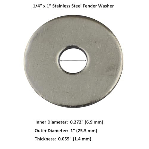 Dgol DGOL-AT216 70 Pcs 1/4 X 1 Inch 304 Stainless Steel Fender Washer thumb #2
