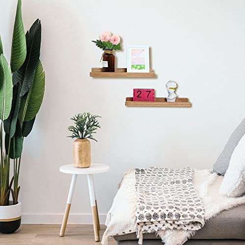 Picture Ledge Shelf Set Of 2,Rustic Wood Ledge Shelves Wall Mounted,Photo Frames Book Storage Display Shelves For Living Room Bedroom Kitchen Bathroom Kids Nursery,Home Office Decor 16.85 Inch #TOP7