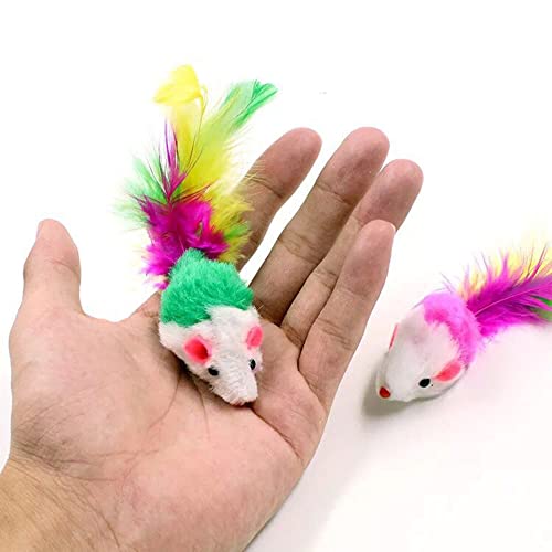 Zzjbgs 10 Furry Pet Cats, Toy Mice, Cat Toy Mice, Cat Pet Toys, Feather Tails, Interactive Cat Toys For Indoor Cats And Kittens (10 Feather Mice) #TOP2
