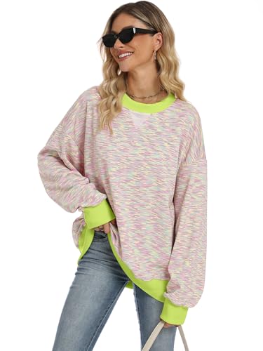 ANRABESS Women’s Striped Oversized Sweatshirts Crew Neck Long Sleeve Shirts Soft Color Block Pullover Top Fashion Clothing Medium — view 3