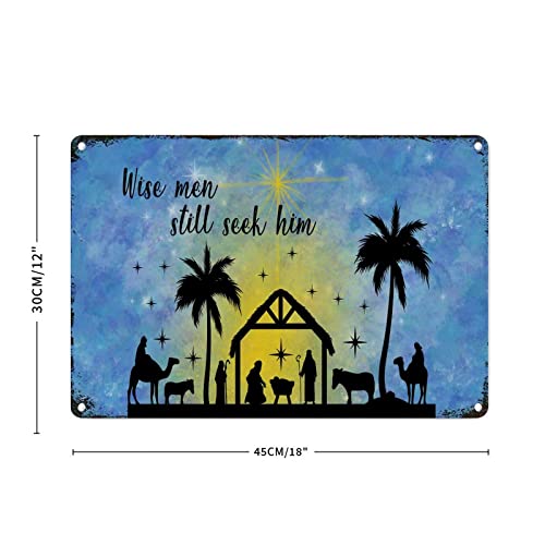 Plaque de crèche de Noël rétro en aluminium à offrir pour les fêtes de ferme