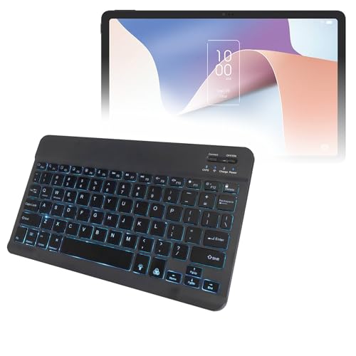 BoxWave Keyboard Compatible with TCL NxtPaper 11 (1st Gen 2023) - SlimKeys Bluetooth Keyboard - with Backlight, Portable Slim LED 7 Colors - Jet Black