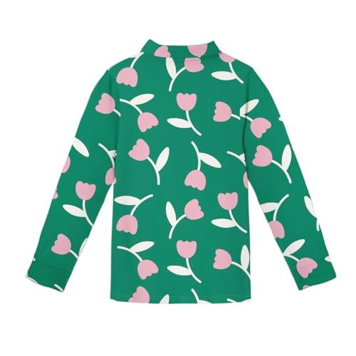 Girls Polo Shirts Long Sleeve School Uniform Floral Print Soft Casual Top3