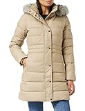 Tommy Hilfiger Damen Daunenjacke Mantel Tyra Down Coat with Fur aus Entendaunen, Beige, S