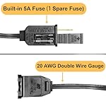 3 Pack Black Extension Cord 6 Feet Waterproof, 2 Prong Extension Cords with 2 Pole Brass Straight Blades Polarized Plug Short Extension Cords, for Connect/Extend String Light Indoor Outdoor (18Ft) - Image 4