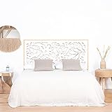  Cabecero de Cama Blanco y Madera (Queen, Flores)