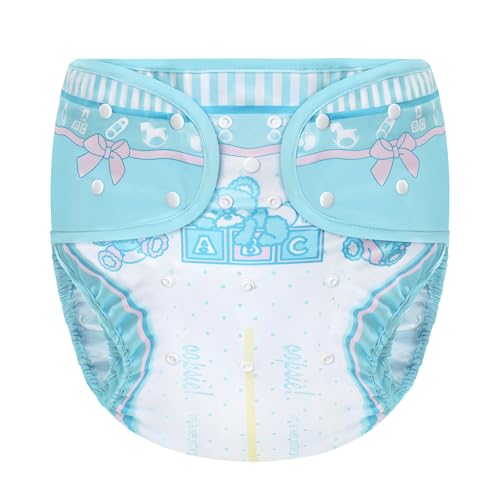 Image of Littleforbig Washable Adjustable Reusable Waterproof Cloth Adult Diaper Wrap Cover One Size - Potty Pants Pattern