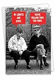 NobleWorks - 1 Funny Birthday Greeting Card with Envelope - Grown-Up Humor, Happy Birthday Card for Old Guys - Men Stiff Joints C7038BDG