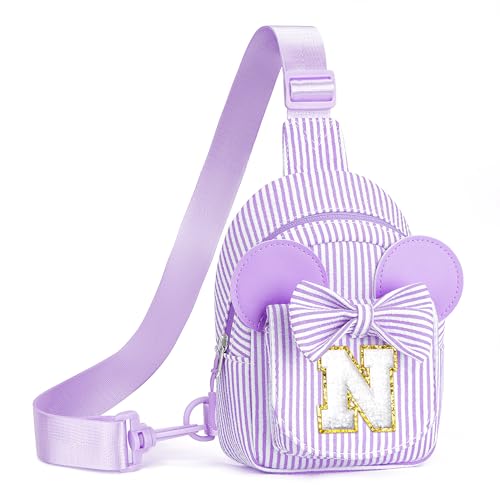 Image of Purple Crossbody Bag, Gifts for Little Girl, Birthday Gifts for 2 3 4 5 6 7 Year Old Girls Gift Ideas, Birthday Gift for Little Girl Kids, Small Initial Belt Bag (Purple N)
