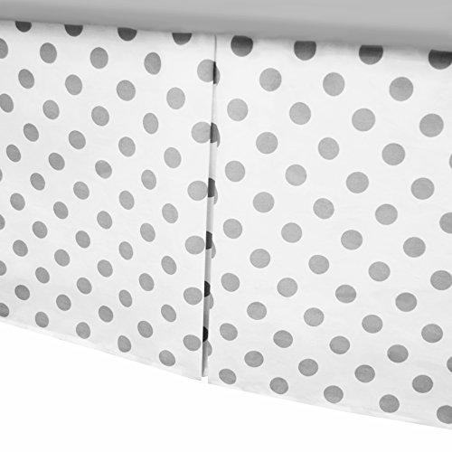 American Baby Company 100% Cotton Tailored Crib Skirt with Pleat, White with Gray