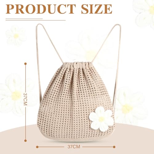 Image of Crochet Tote Bag, Aesthetic Boho Chic Mesh Crochet Handbag for Beach Bag, Hippie Knitted Tote Bag for Women