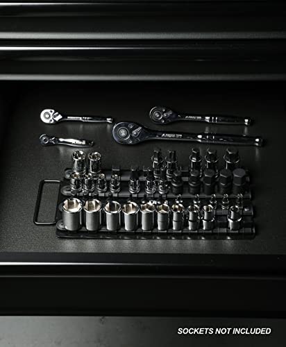 Image of ARES 60002 48-Pc 1 /4,3 /8,1 /2-In Socket Rail | Part No. 60002; Each Professional Grade Socket Holder Can Carry 48 1 /4-Inch, 3 /8-Inch, and 1 /2-Inch