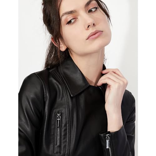 A|X Armani Exchange Para Mujer. 8NYB13YNVLZ1200 Cazadora Revestida De Ecopiel Con Cremallera Lateral Negro (Xs), Casual, PoliéSter, Manga La - 6