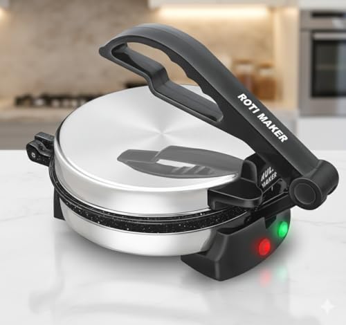Image of ISILER Roti Maker 950W Multi Maker Electric Automatic With 8.5 Inch Plate | Complete Roti /Chapati /Khakra Maker for Home | Non-Stick Coating | Cool Touch Handle | Fast Heating | 1 Year Warranty