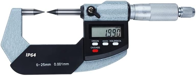 AAGAZA Electronic Outside Micrometer, 0-25mm Digital Point Double Tip Micrometer, Gauge Meter 0.001mm Thickness Measuring Gauge Tools, Carbide Tips/378