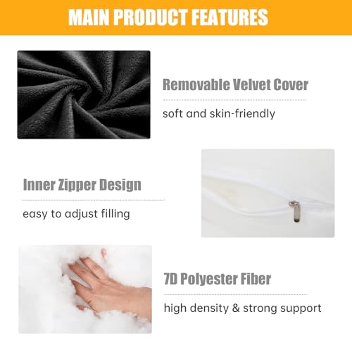 Image of 1 MIDDLE ONE Pregnancy Pillow, C Shaped Full Body Pregnant Women Sleeping Pillow for Maternity Support with Cover (Black)