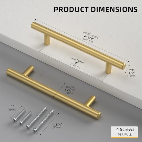 Goldenwarm 45 Pack 4 inch Gold Cabinet Handles Brushed Gold Cabinet Pulls by Goldenwarm - Used condition - Image 3