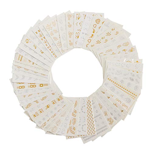Nagelaufkleber, 30 Metallkunst-Blumenaufkleber Schmetterlings-Spitze Traumfänger Feder-Tack-Dekoration, Gold und Silber – Bild 3
