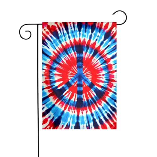 Tie Dye Peace Flag 12x18 Inch Double Sided Hippie American Flags World Peace Sign Garden Yard Banner Indoor Outdoor Decoration