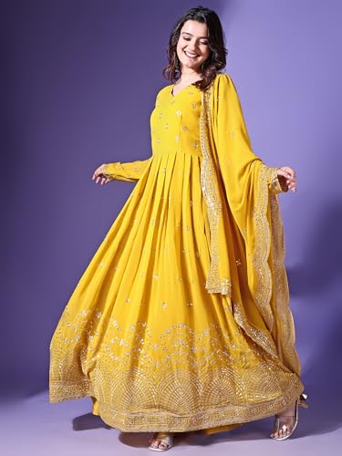 Image of Fashion Basket Faux Georgette Sequins Anarkali Dress for Women
