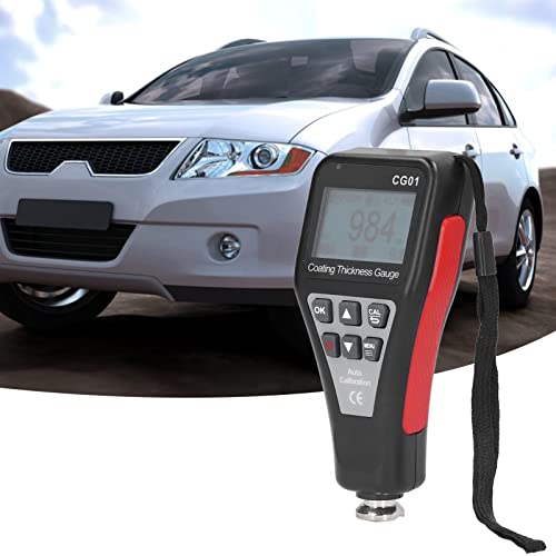 Medidor Digital de Espesor de Recubrimiento, Medidor de Película de Pintura, Detector de Espesor de Pintura Automotriz con almacenamiento de 6 conjuntos de datos, pantalla rotativa automática, advertencia de batería baja para base de hierro miniatura 3