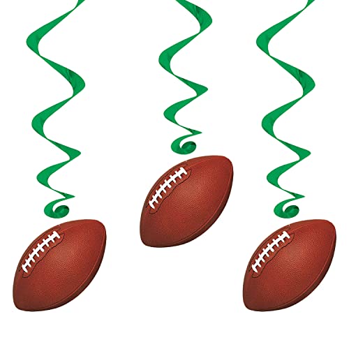 Beistle 5 Piece Football Party Hanging Swirl Sports Whirls For Game Day Tailgating Decorations, 40", Brown/Green/White #TOP5