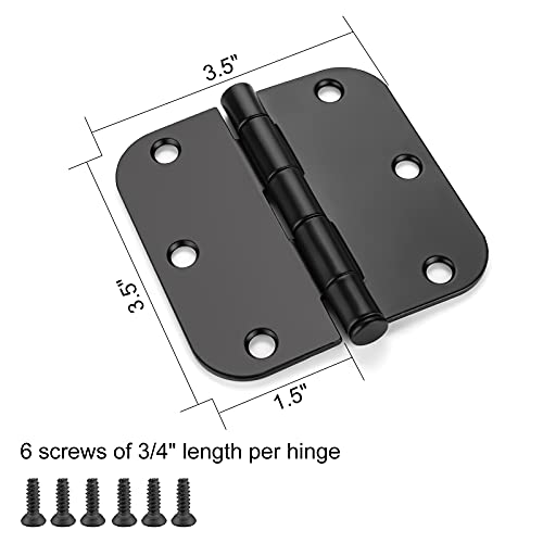 24 Pack NoiseFree Matte Black Door Hinges Black Door Hinges 3.5 Inch