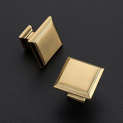 Image of Ravinte 30 Pack 1-3 /16 Inch Champagne Bronze Kitchen Square Cabinet Knobs Solid Drawer Pulls Single Hole Kitchen Cabinet Hardware Knobs for Cabinets and Drawers