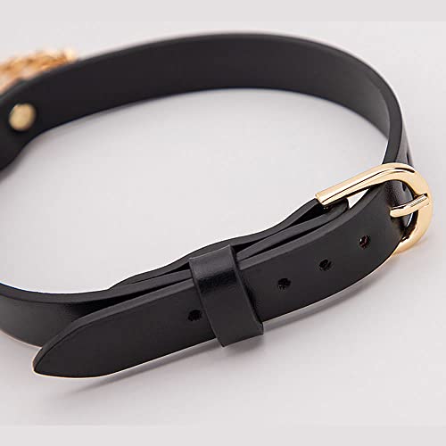 NEEMOSI SM Halsband mit Leine Ketten Set Geschirr PU-Leder Einstellbar Halsfessel 2 Stück Erwachsene Sklaven Halsbänder Frauen Sex Spielzeug BDSM Leine Slave Cosplay Choker Fetisch Collar Schwarz