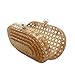PENGZHI Women Acrylic Rattan Clutch Purse Rattan Woven Evening Bag Wedding Party Purse Summer Beach Wicker Shoulder Handbag, Brown