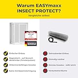 EASYmaxx Fliegengitter für Fenster mit Magic Click | Moskitonetz individuell zuschneidbar für alle Fenster bis 150 x 130 cm | Einfache Montage mit 12 Magneten - kein Bohren oder Schrauben [Schwarz]