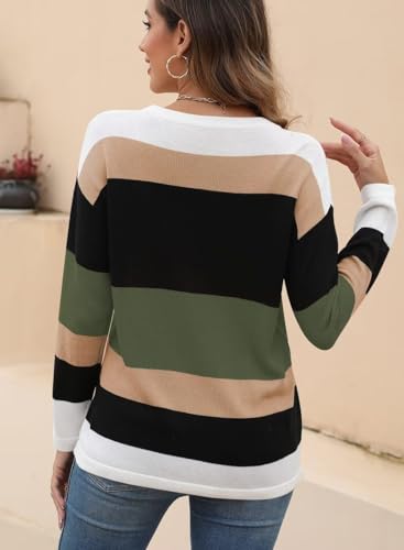 QACOHU Women's Fall Sweater 2024 Crew Neck Long Sleeve Casual Pullover Knitted Sweater Tops3