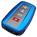 Blue TPU Smart Key Fob Case Holder Cover Protector for 2018 2019 2020 Toyota Camry Avalon C-HR Prius 2021 RAV4 Corolla XSE SE Highlander Hybrid 3/4 Buttons Remote Control