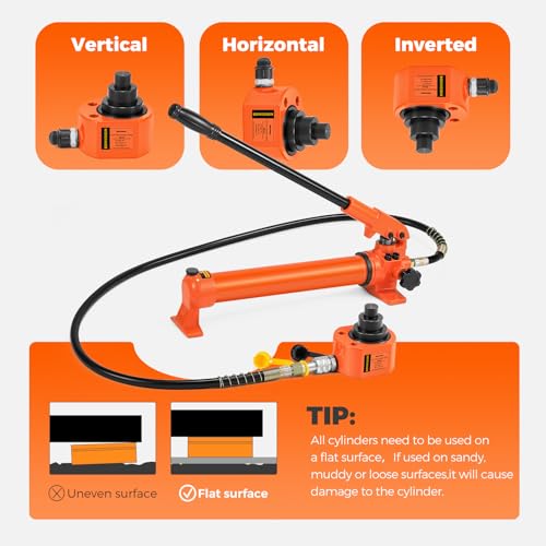Image of Bonvoisin Hydraulic Ram Jack 30T Low Profile Porta Power Cylinder Multi-Section 2.13 inch Stroke Lifting Cylinder for Machinery Shipbuilding Bridge Construction